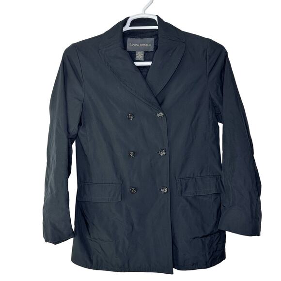 Banana‎ Republic Women's Small Double Breasted Rain Trench Coat Black GUC - Picture 1 of 8